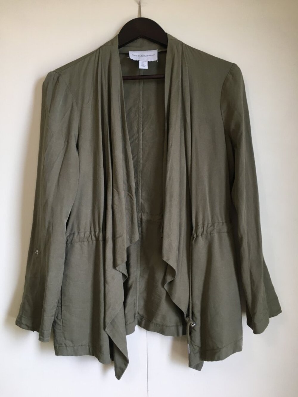 Carolina Belle Olive Green Waterfall Utility Tencel Jacket - Size Medium
